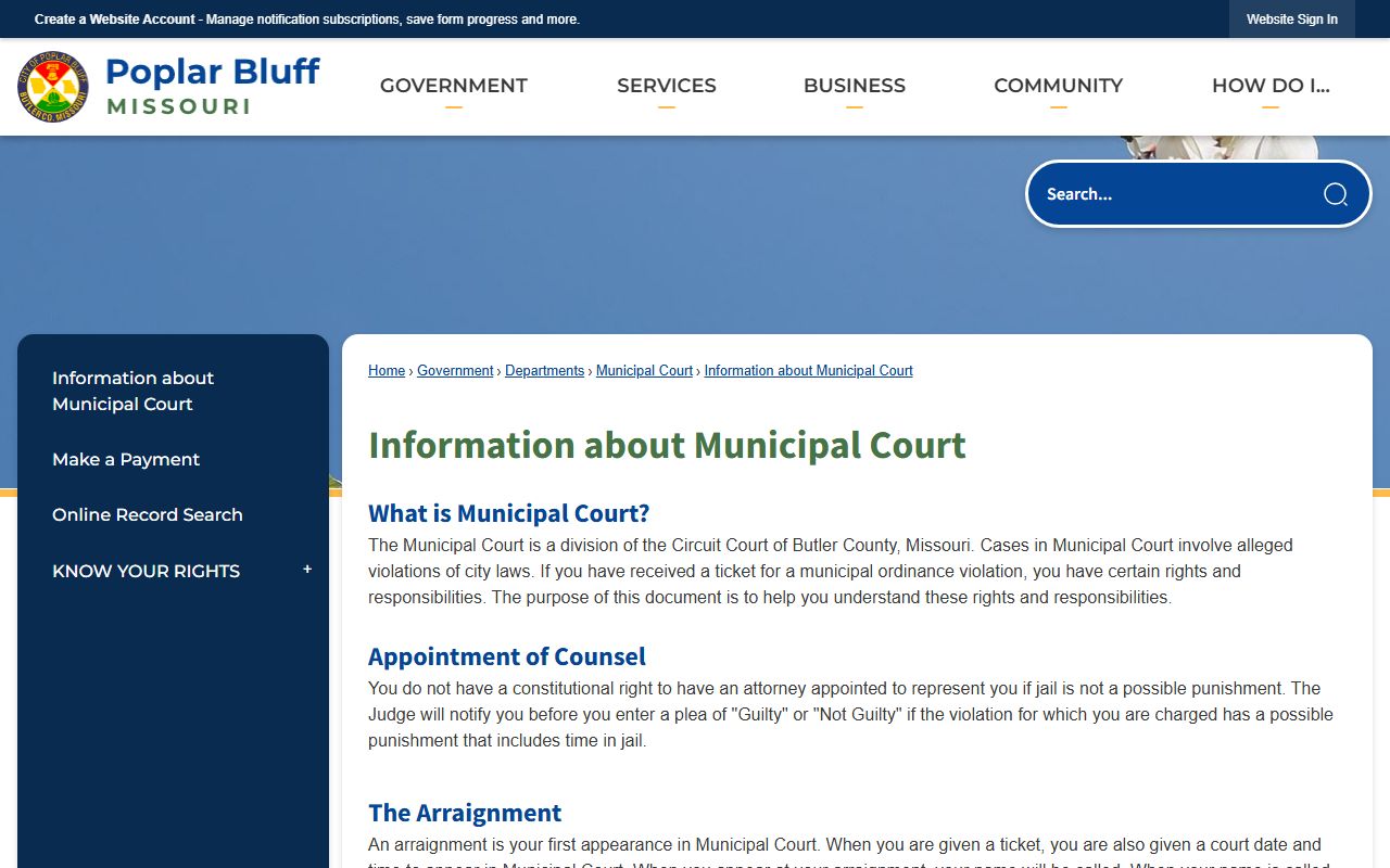 Butler County court dockets municipal court information