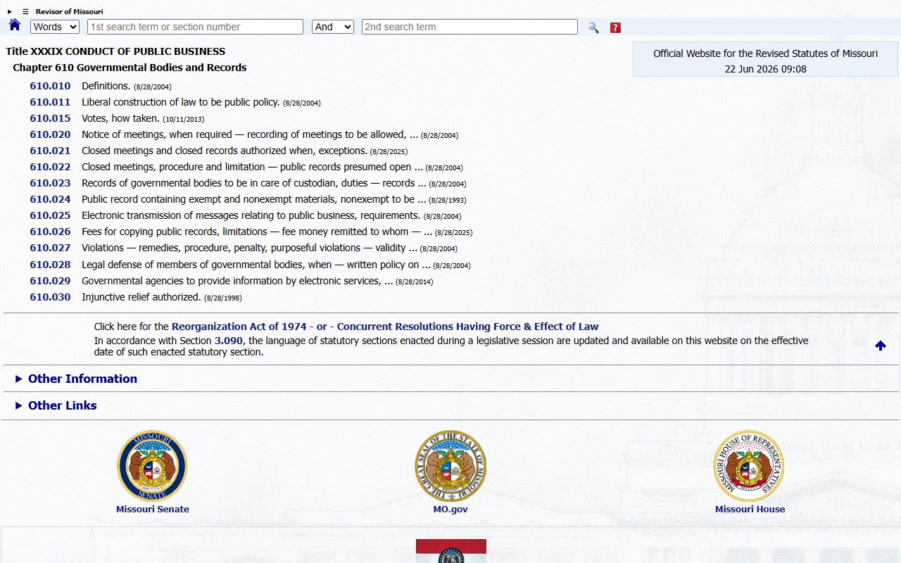 Butler County court records Missouri Sunshine Law source