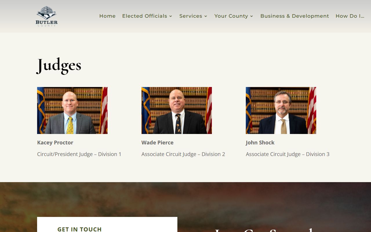Butler County court records judges page