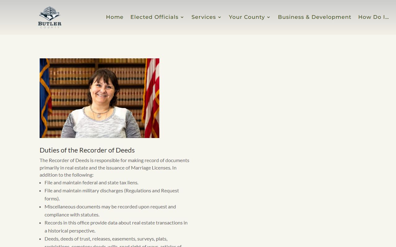 Butler County marriage records Recorder of Deeds page